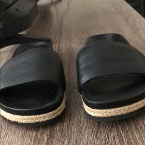 Vince Black Leather Slippers- Good Condition